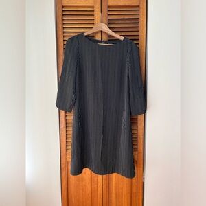 RW&CO Black Pinstripe Shift Midi Dress